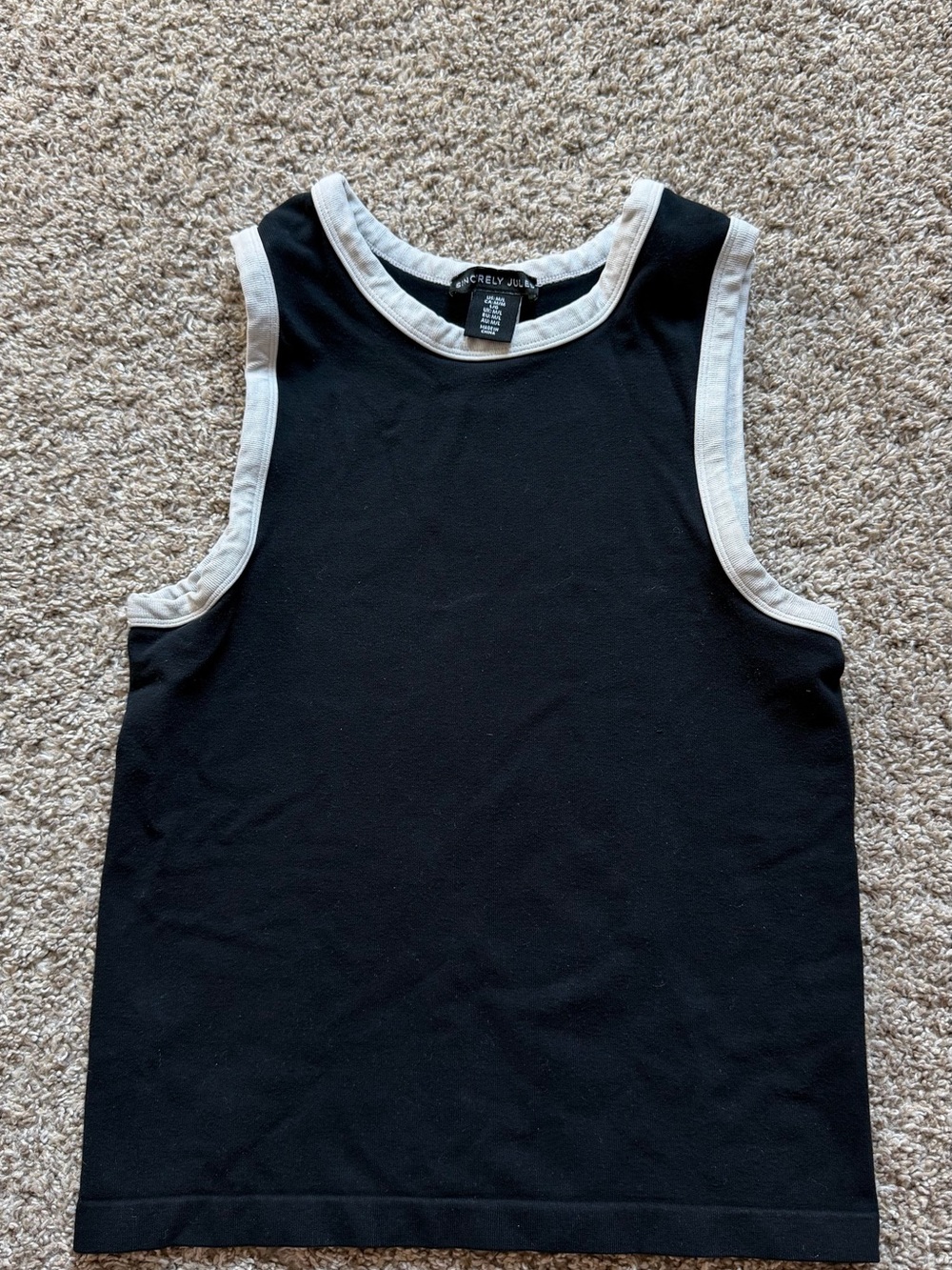 Black Tank Top with White Trim
